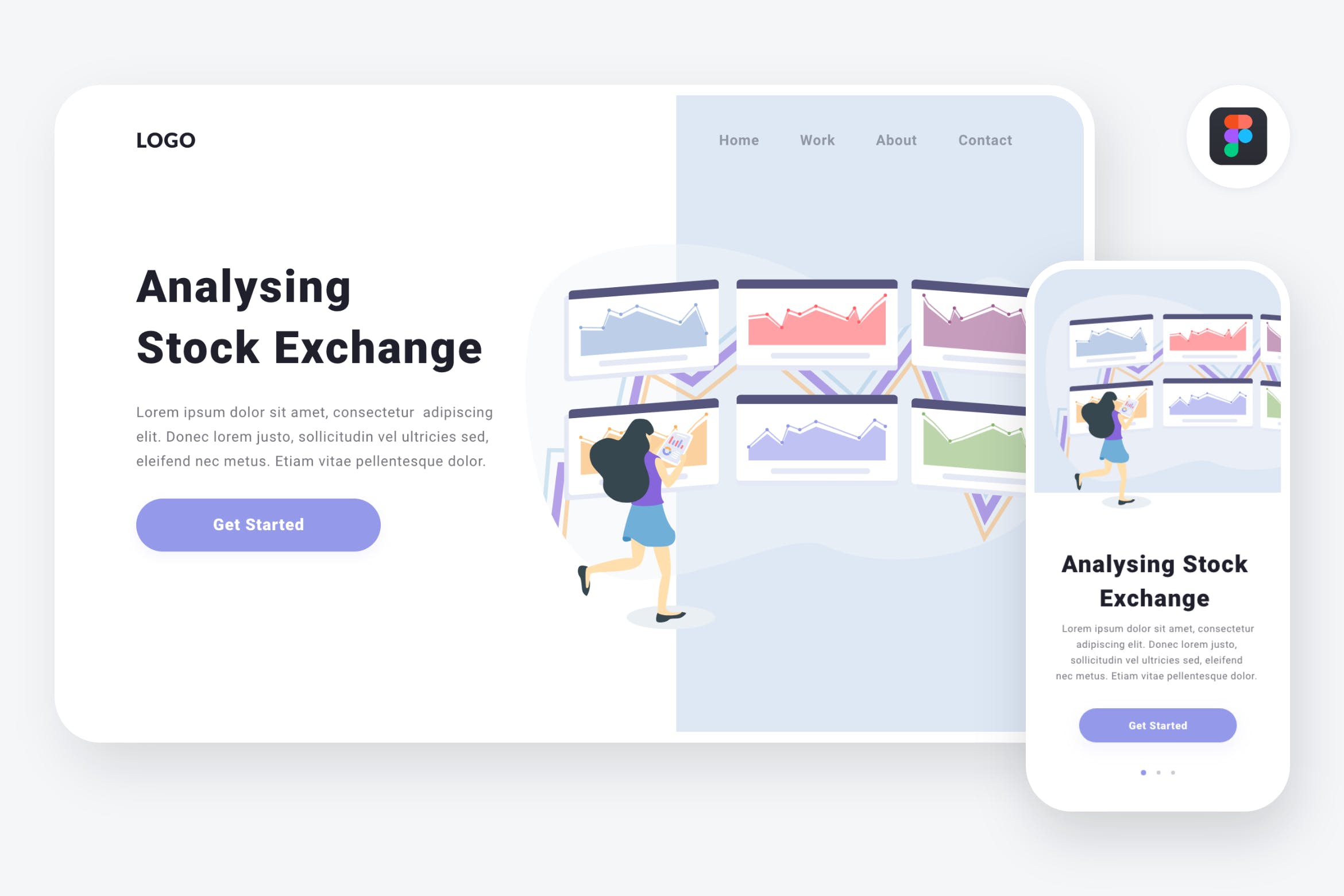 证券交易所场景APP&Web设计概念插画[Figma&SVG] Analysing stock exchange illustration (Figma, SVG)插图