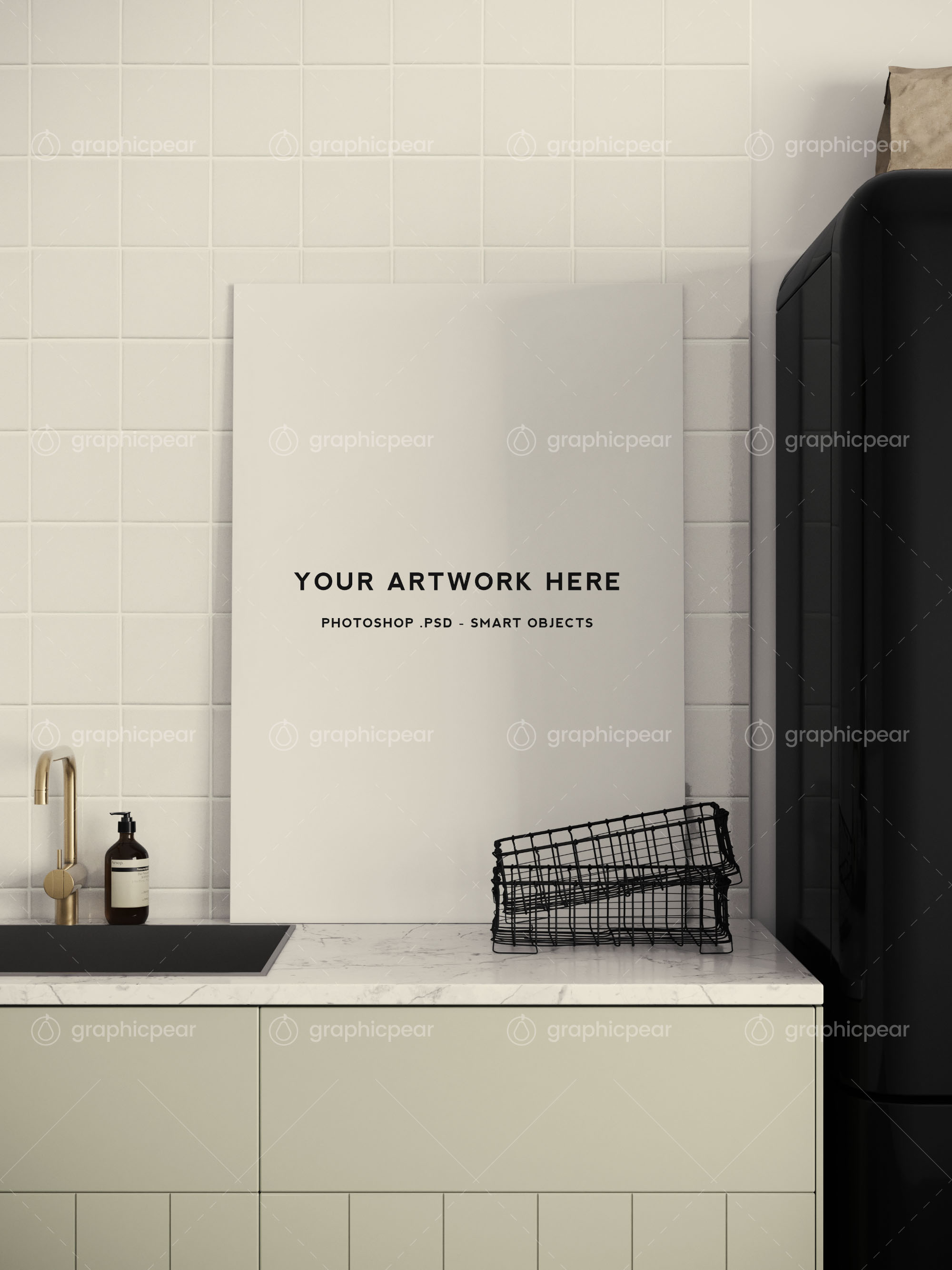 北欧风格厨房场景海报样机插图(4)