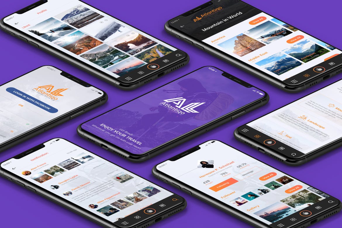 旅行&机票预订APP应用UI设计套件 Atlantigo-Travel & Flight Booking MobileApp UI Kit插图(1)