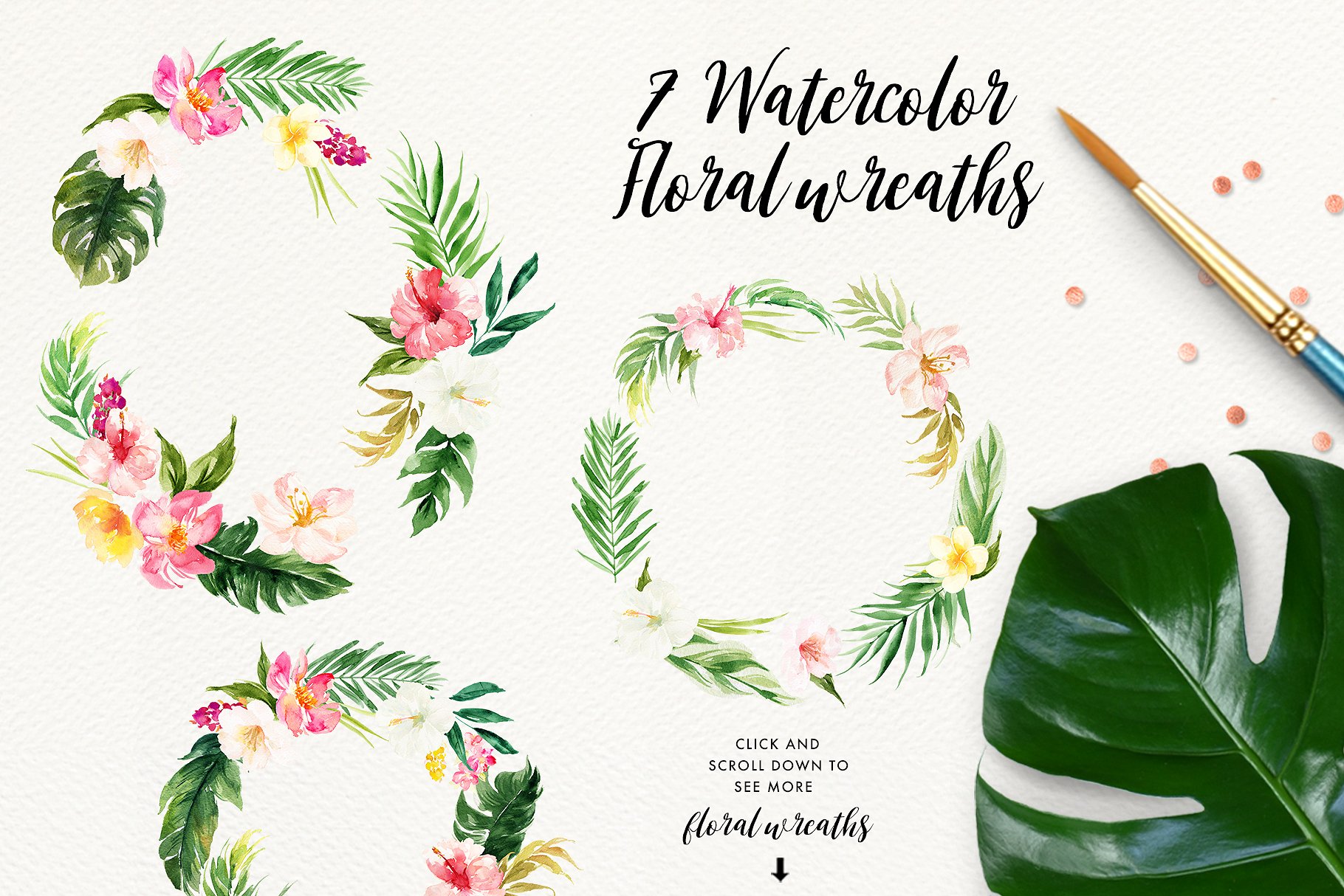 热带夏季手绘设计元素 Summer Design Set-Tropical插图(1)