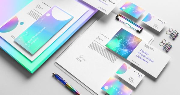 品牌VI设计效果预览办公用品套装样机模板v1 Lucid Branding Mockup Vol. 1