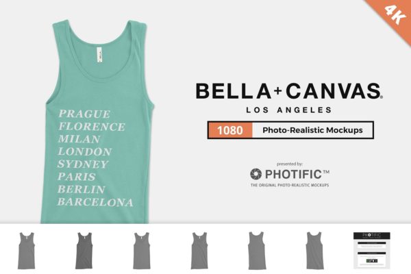 经典女士背心样机 Bella Canvas 1080 Tank Mockups