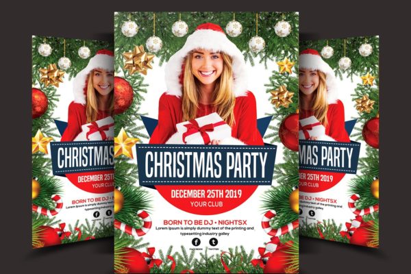 圣诞趴圣诞活动传单模板 Christmas Flyer