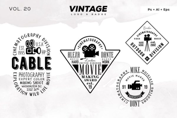 欧美复古设计风格品牌素材库精选LOGO商标模板v20 Vintage Logo &amp; Badge Vol. 20