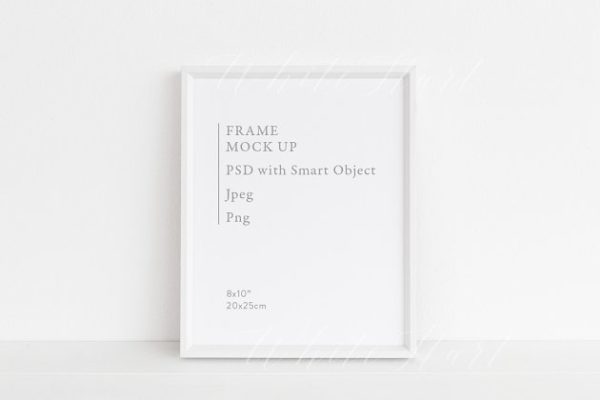 极简主义画框相框样机模板 Minimal white frame mock up – 8×10"