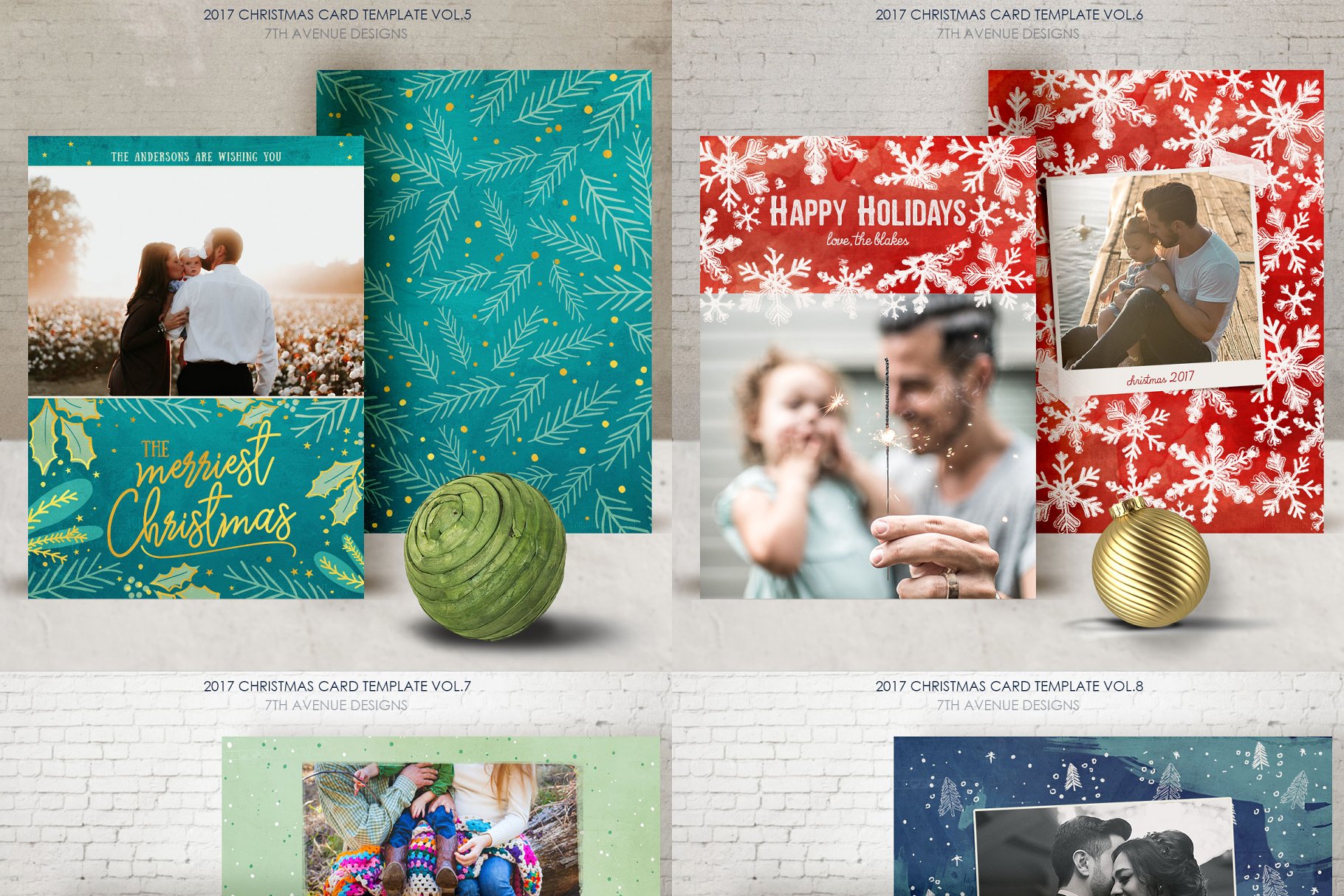 圣诞贺卡模板超级合集第二波 Christmas Cards Template v2插图(2)