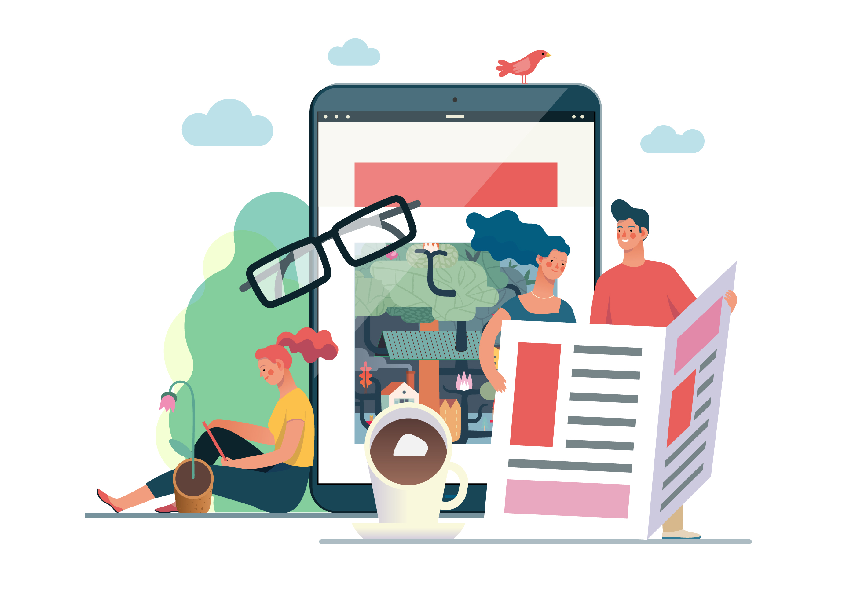 互联网多种商业业务概念扁平化插画下载[Ai]插图(2)