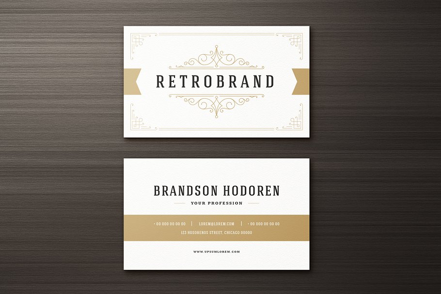 15款复古装饰风格企业名片设计模板 15 Ornaments Business Cards Bundle插图(1)
