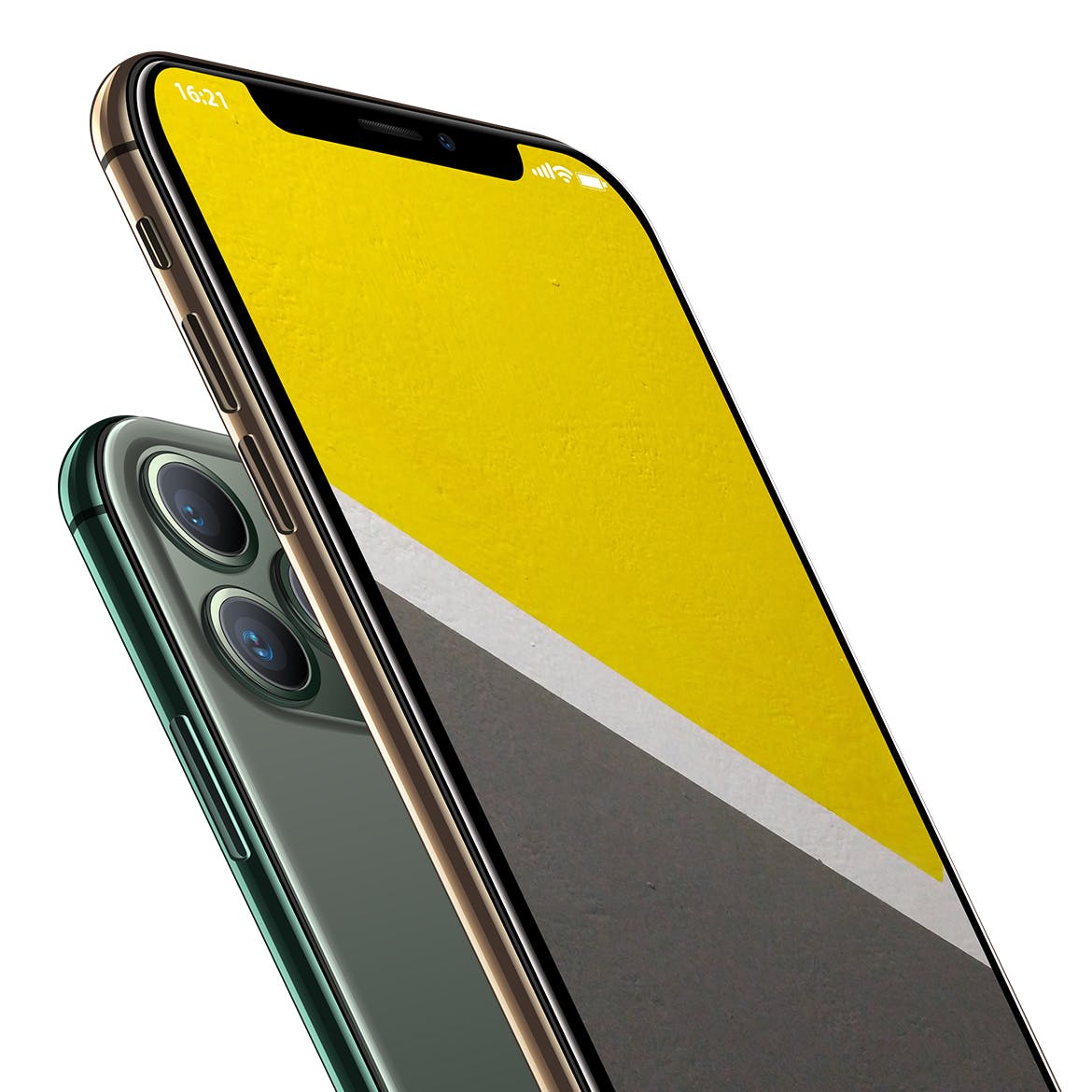 iPhone 11 Pro手机悬浮正/背面视图样机模板 iPhone 11 Pro Layered PSD Mock-ups插图(3)