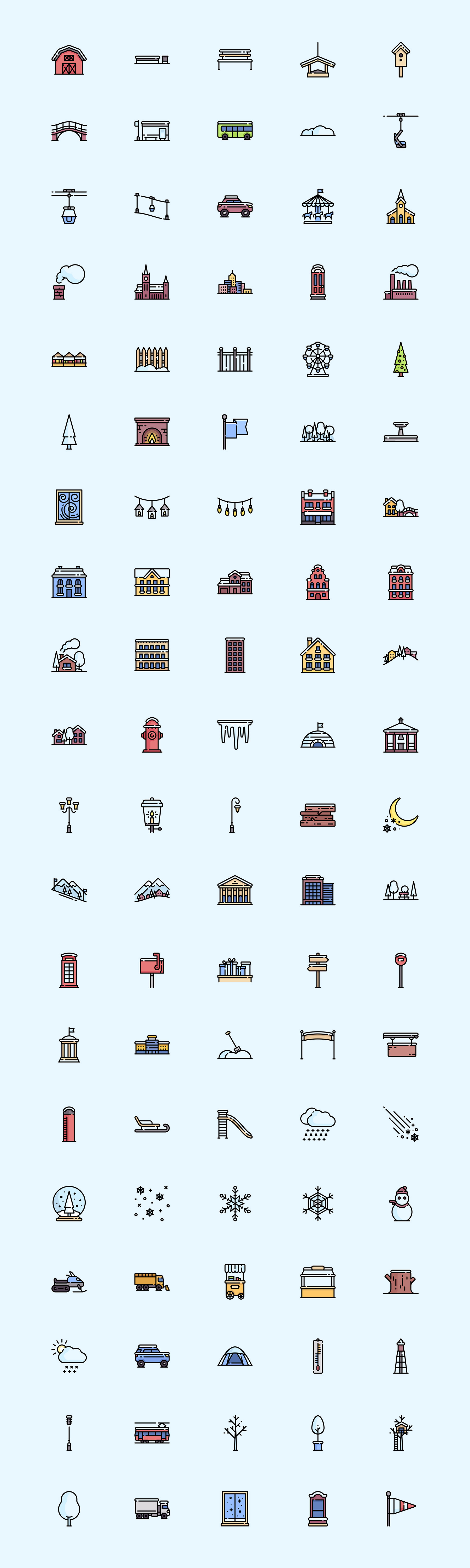 100 枚冬日小镇元素图标