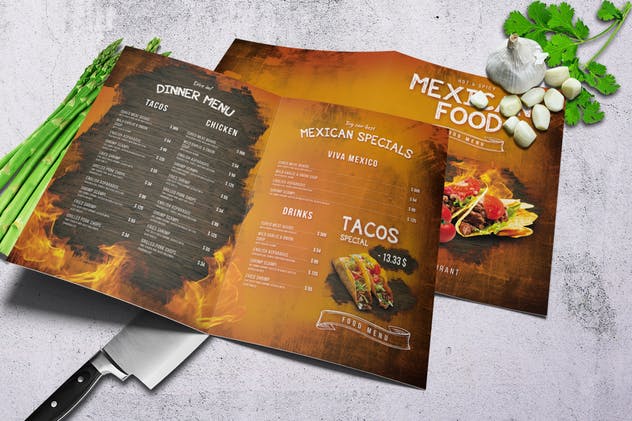 墨西哥餐厅菜单套餐设计模板 Mexican Menu Bundle A4 & US Letter插图(1)