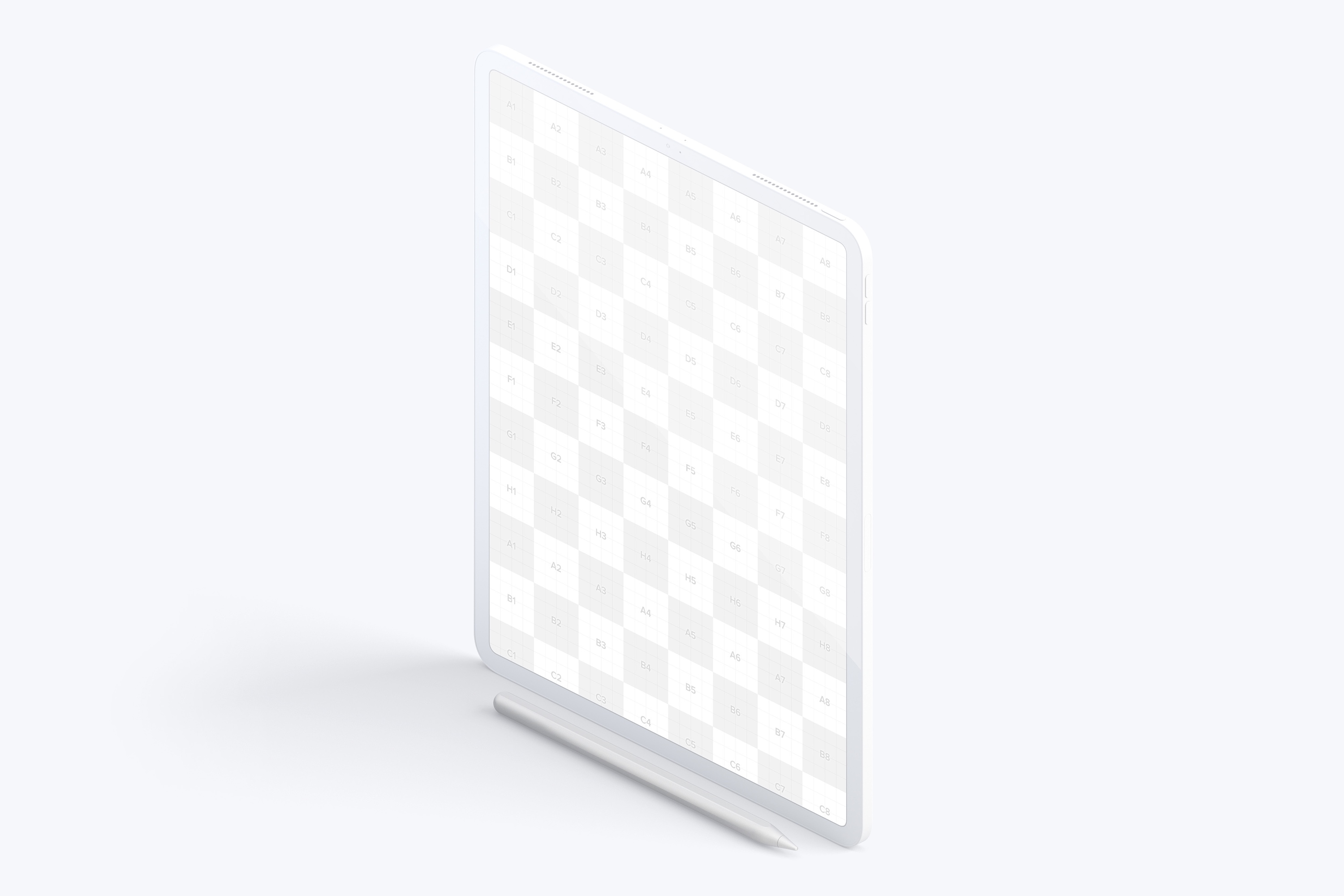 iPad Pro平板电脑屏幕等距左视图样机02 Clay iPad Pro 12.9” Mockup, Isometric Left View 02插图(1)