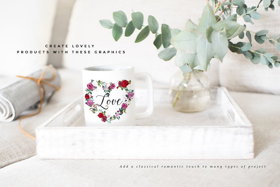 浪漫水彩花卉剪贴画 Watercolor Floral Graphic – Romance插图(5)