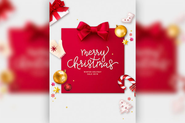 冬季圣诞暖心问候祝福主题海报/贺卡设计psd素材