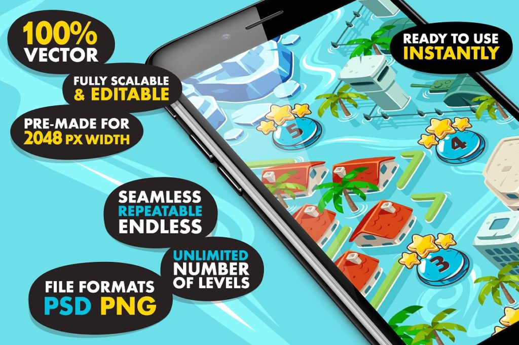 卡通水上游戏UI Kit打包下载[psd]插图(7)