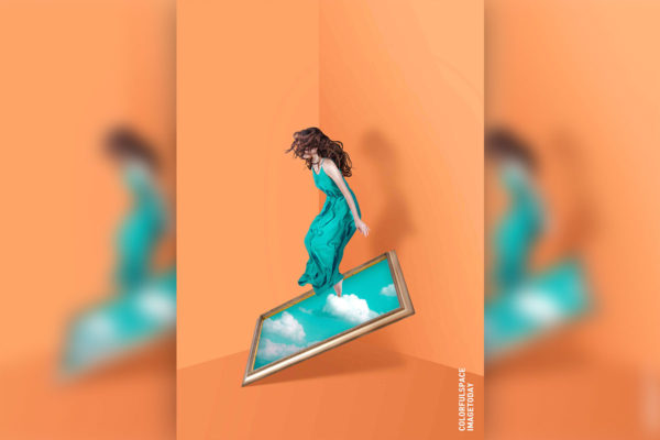 长裙美女&天空作品画抽象空间主题海报PSD素材素材库精选素材