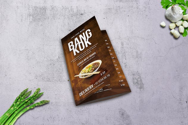 泰国菜餐厅三折页菜单设计模板 Thai Trifold A4 and US Letter Menu插图(2)