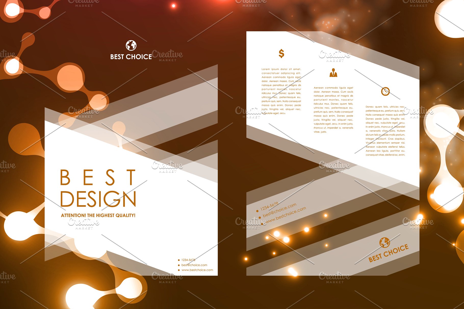 荧光DNA链条抽象图形画册模板 Set of Beautiful Brochures插图(13)