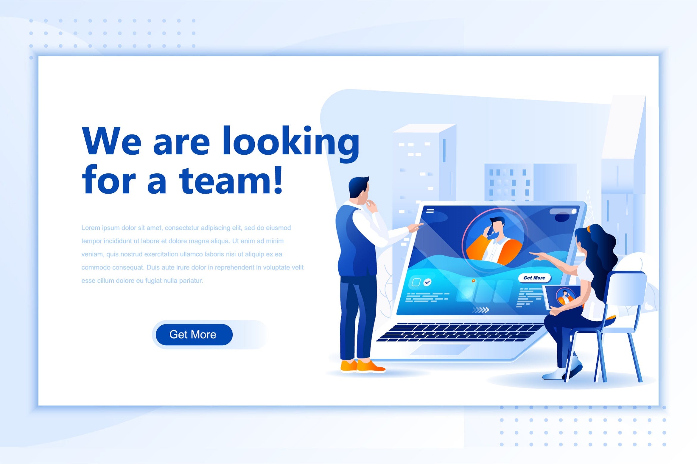 团队构建主题网站设计矢量插画 Looking Team Flat Landing Page Header插图