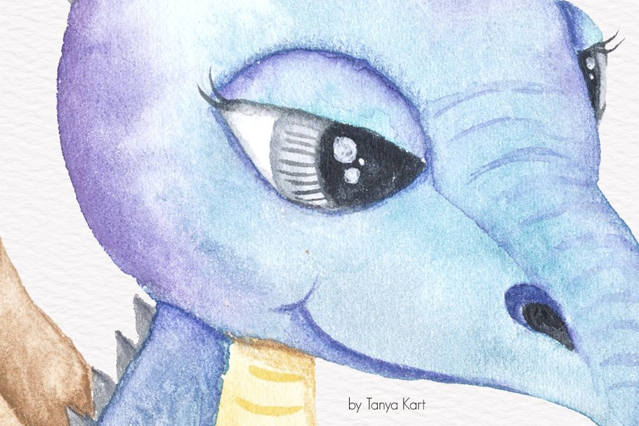 手绘水彩恐龙剪贴画 Dinosaurs Hand-painted Watercolor插图(1)