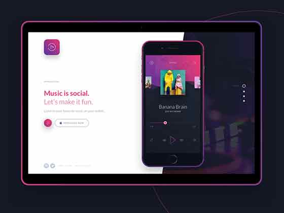 Muzika 音乐应用着陆页素材之家精选sketch素材