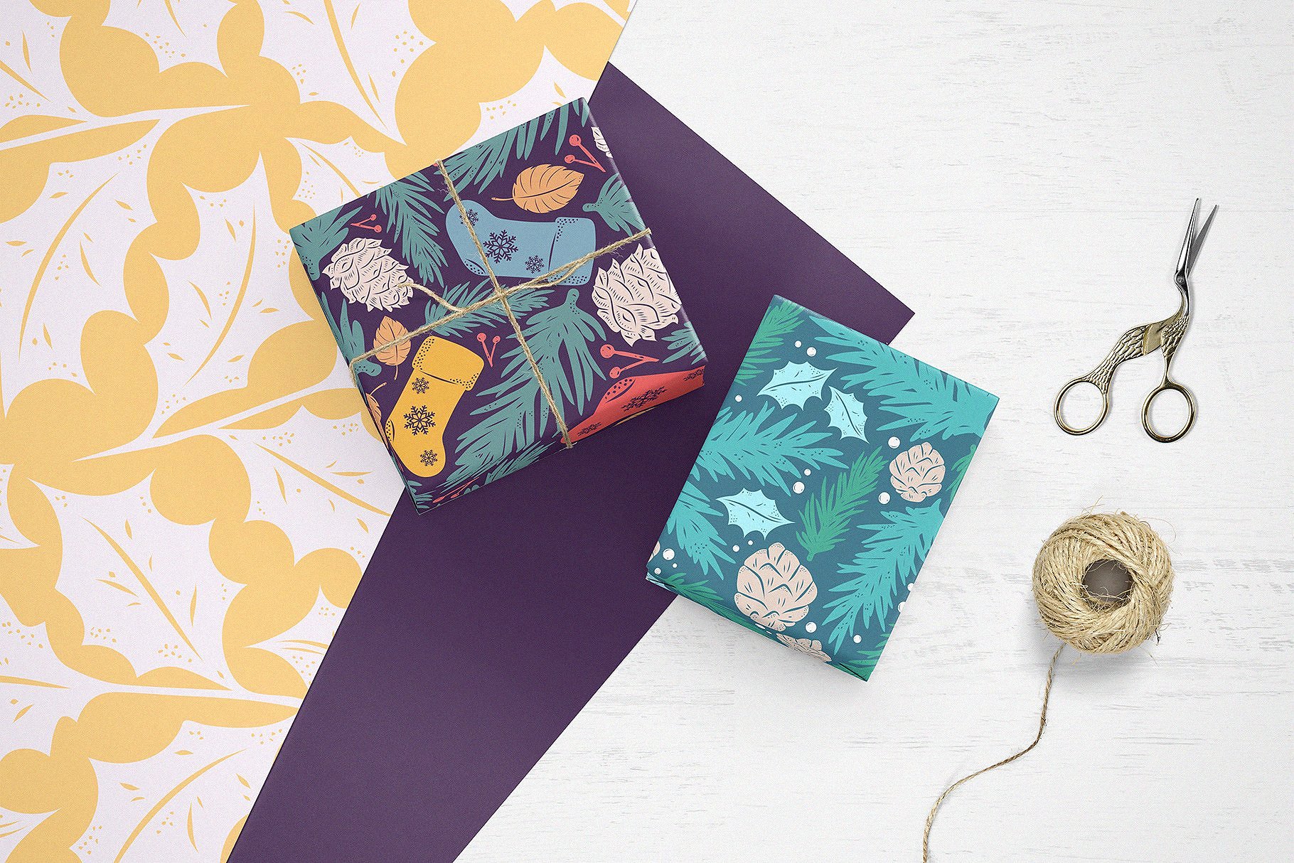 圣诞节礼物包装纸张图案纹理 Christmas Gift: Vector Patterns Set插图(6)