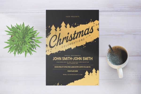 圣诞节庆祝活动创意海报传单模板 Christmas Celebrations