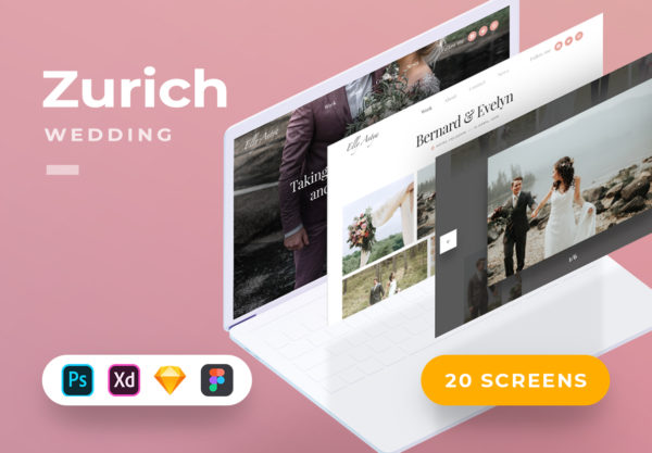 素材库下午茶：完美的婚礼婚纱网站模板下载[Sketch,Fig,PSD,XD]