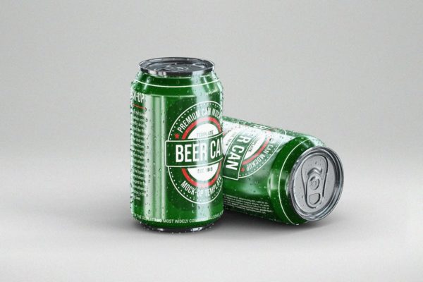 啤酒易拉罐包装外观设计样机 Small Beer Can Mock-Up Template