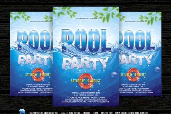 泳池派对/沙滩派对传单 Pool Party / Beach Party Flyer