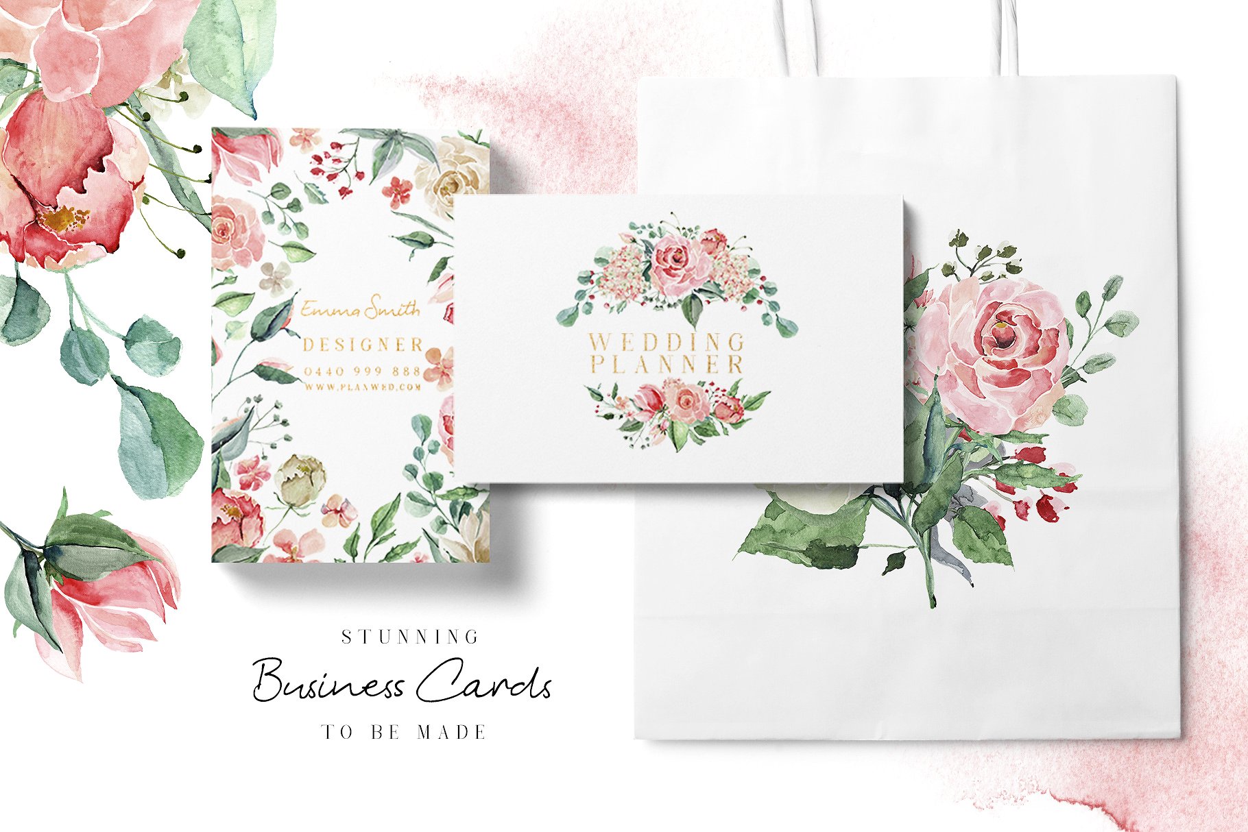 胭脂红玫瑰水彩剪贴画 Creme & Rose Watercolor Set插图(4)