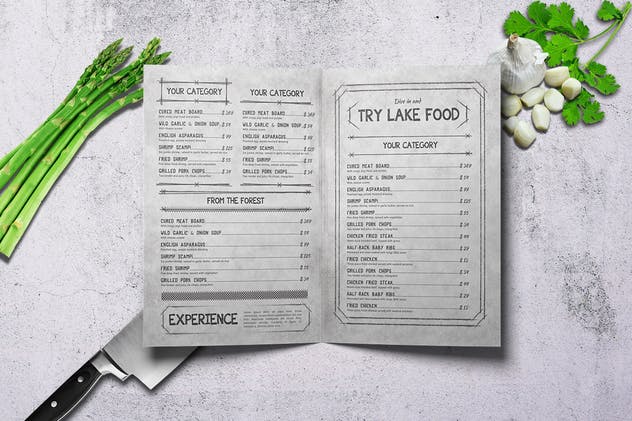 复古老式A4菜单设计PSD模板 Vintage A4 Food Menu Design – 10 Pages插图(3)