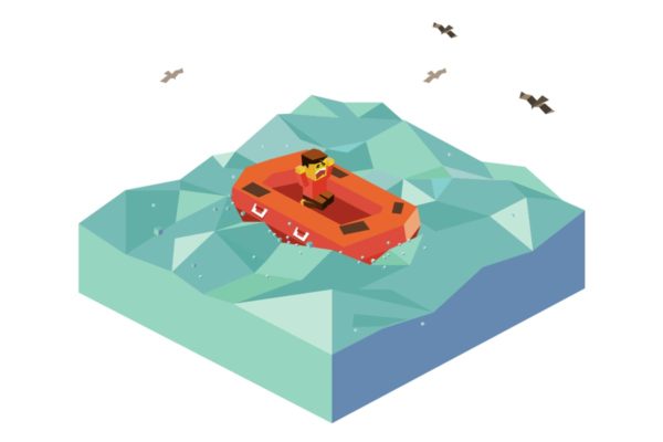 应急救生艇2.5D矢量插画素材 Emergency Boat