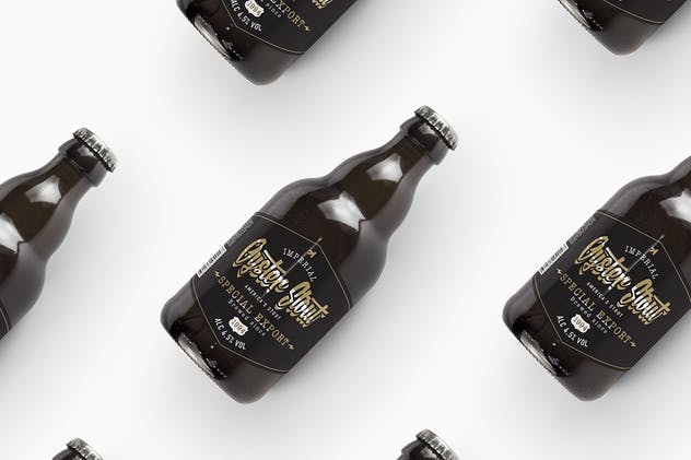 黑色啤酒瓶样机模板 Steinie Beer Black Bottle Mockup插图(4)