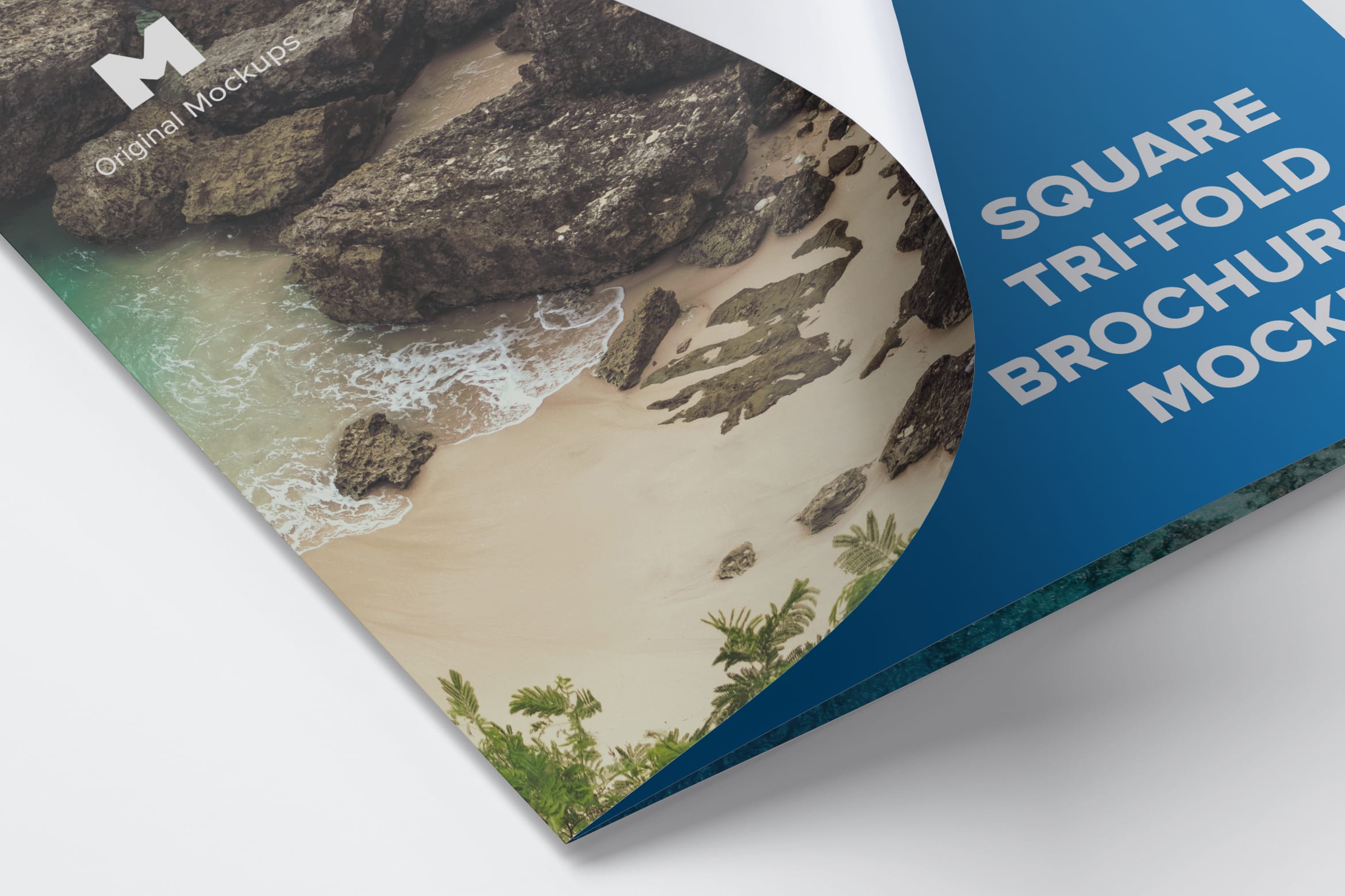 方形三折小册子传单设计样机02 Square Tri-Fold Brochure Mockup 02插图(1)