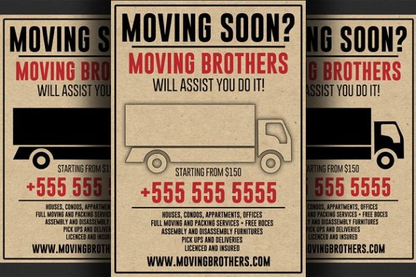 物流运输搬家公司广告海报设计模板 Moving Company Flyer Template