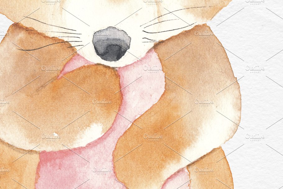 水彩动物和花卉剪贴画 Watercolor Animals, Flowers Clipart插图(4)