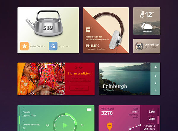 色彩缤纷的实用UI组件库 UI Kit Colorful Tiles UI kit