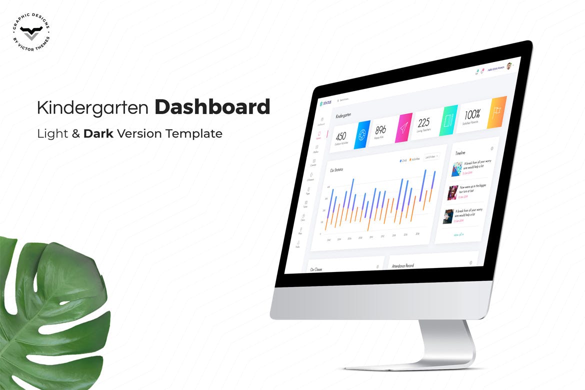 幼儿园管理系统网站后台界面设计UI模板 Kindergarten Admin Dashboard UI Kit插图(1)