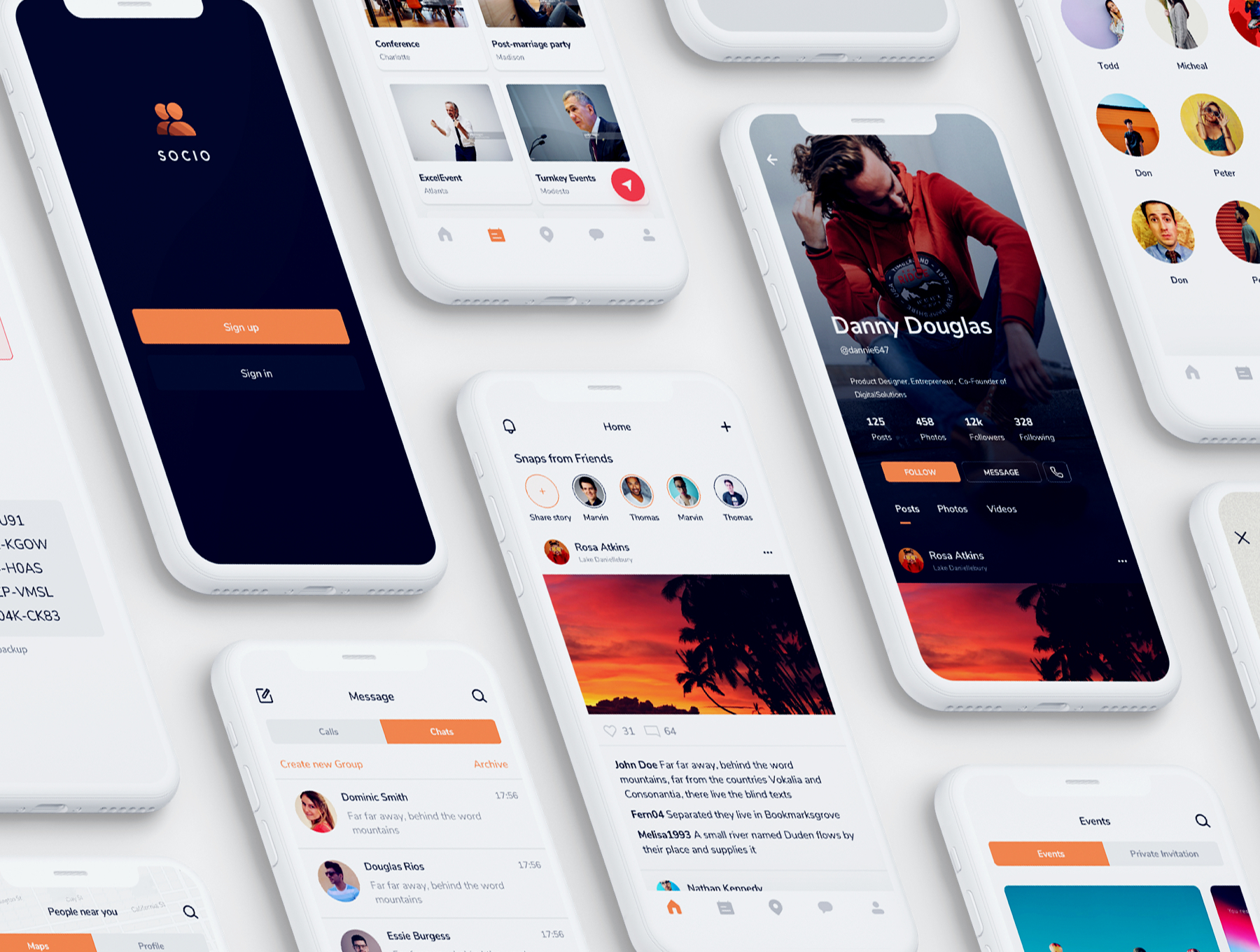 素材库下午茶：精细完整的社交类iOS APP UI KIT套装下载 [XD,Sketch]插图(3)