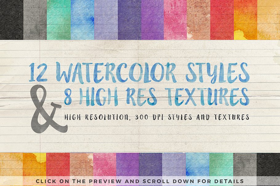手绘水彩素材大合集[图形、笔刷、样式&元素] Watercolor & Elements Toolkit插图(3)