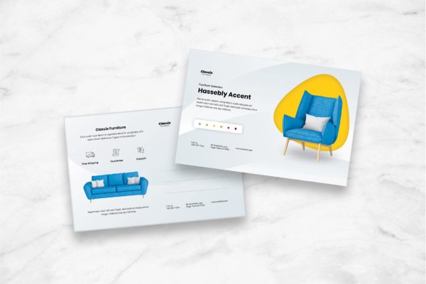 布艺沙发家具品牌明信片设计模板 Postcard