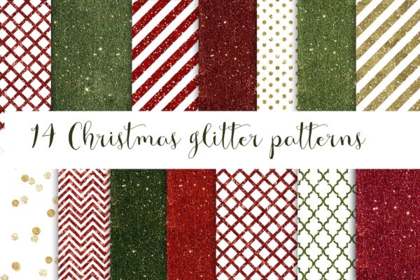 14款圣诞主题闪光纹理 14 Christmas glitter patterns