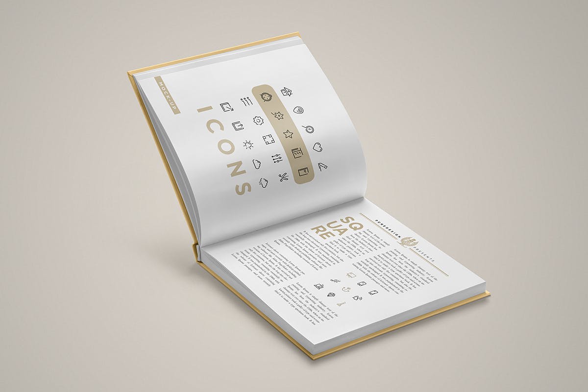 方形精装图书样机模板V2 Square Book Mock-Up 2插图