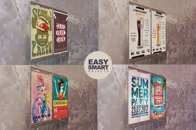 复古海报水泥墙张贴效果样机模板 Venetian Simply Wall插图(1)
