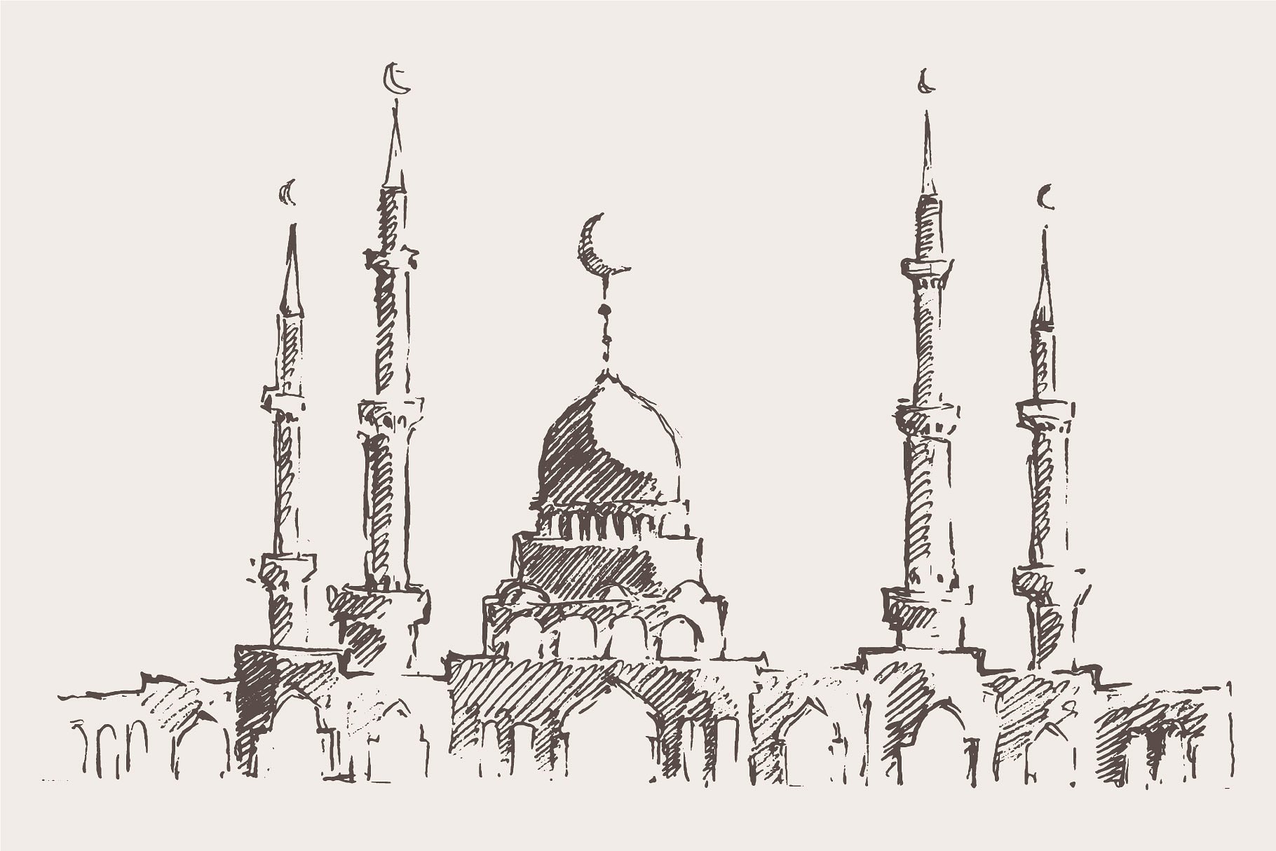 巨大的素描斋月插图合集 Big set of Ramadan Kareem sketches插图(6)