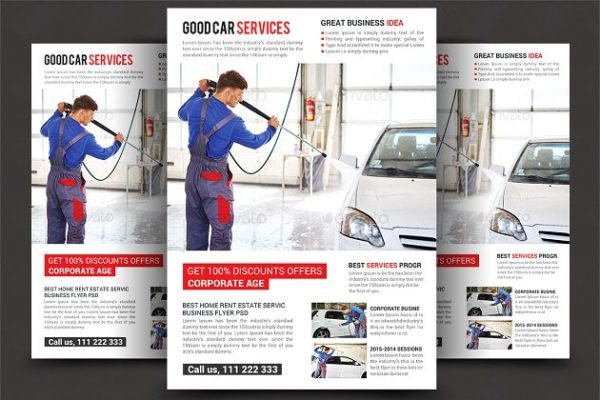 洗车店促销活动海报设计模板 Car Wash Flyer