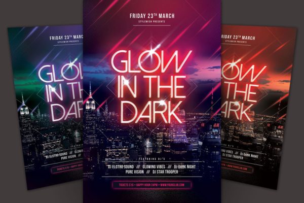 多用途城市活动宣传传单模板 Glow In The Dark Flyer Template