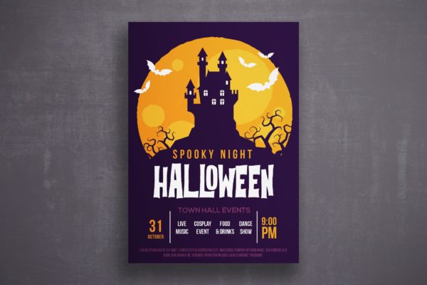 万圣节恐怖之夜活动邀请海报传单素材库精选PSD模板v1 Halloween flyer template