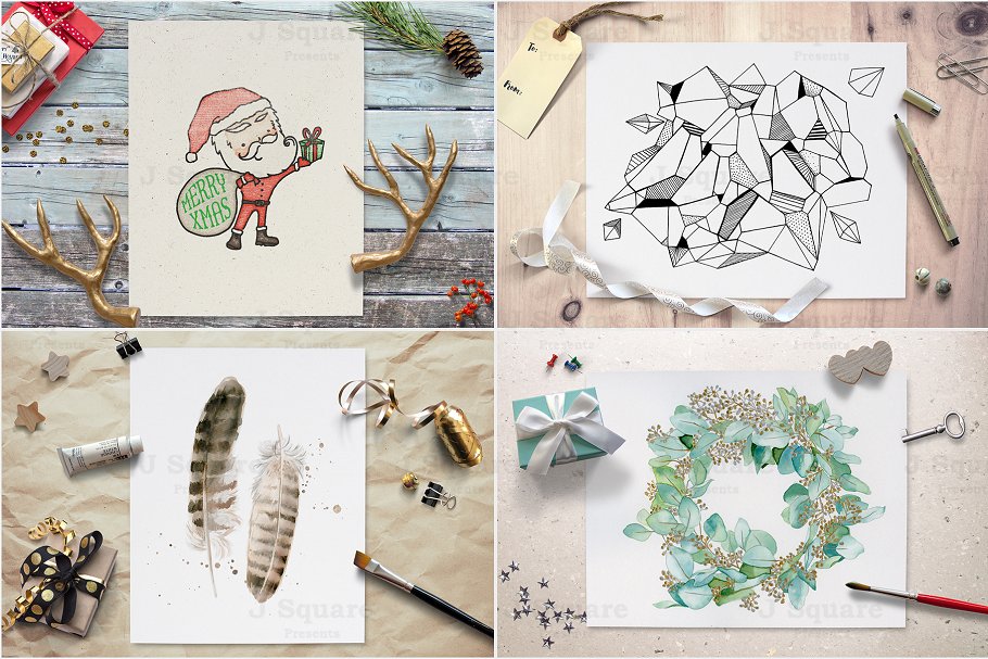 文艺范场景纸张样机模板 Styled Scene MockUps for 8×10 Prints插图(2)